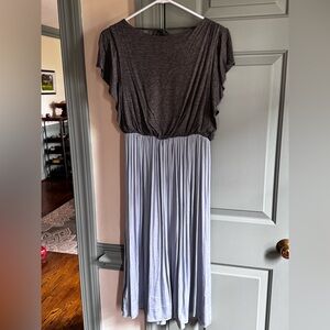 LOFT Two-Tone Gray and Light Blue Midi Dress